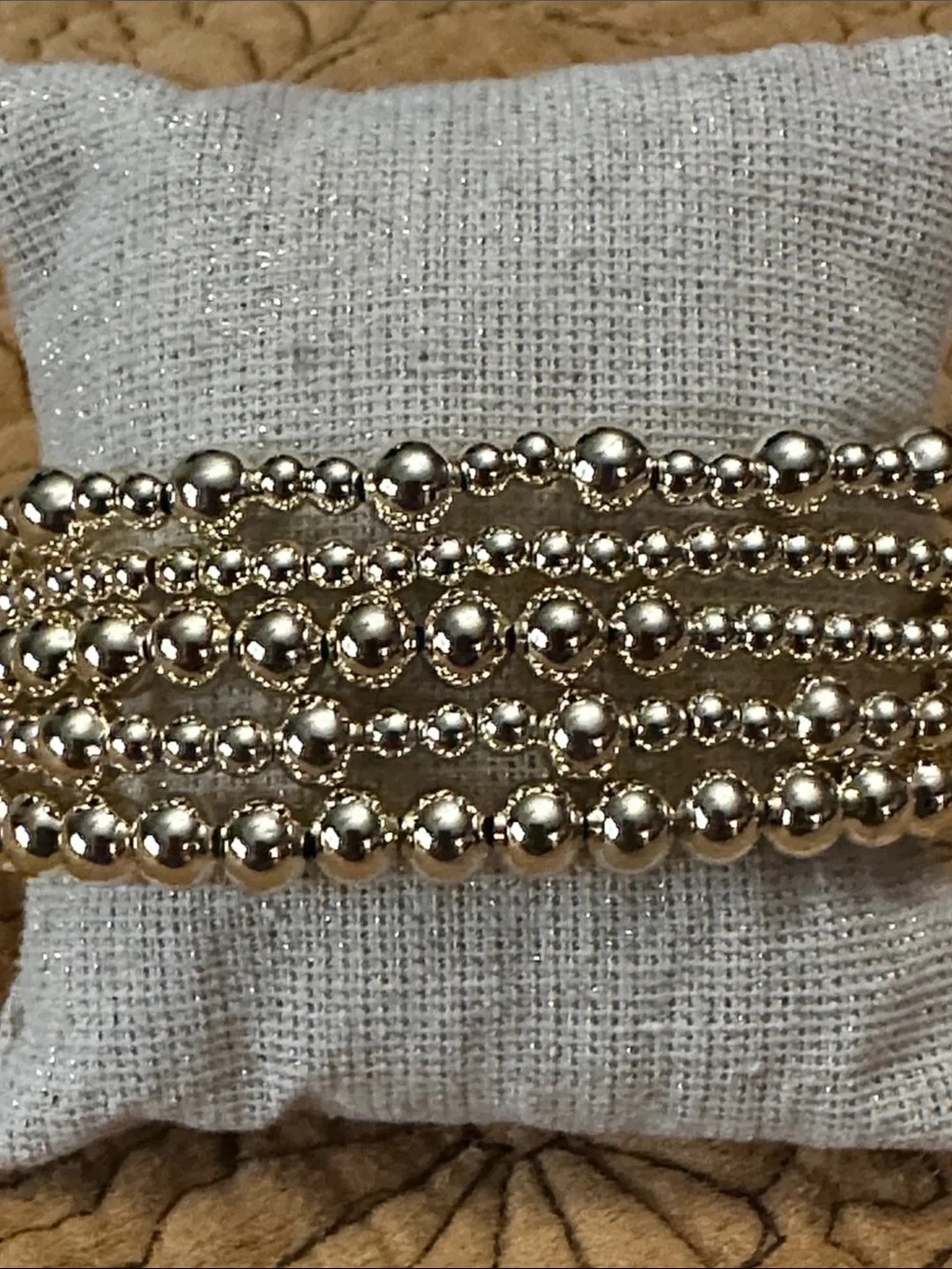 Classic Gold Beaded Stretch Bracelet - Women Jewelry 5 piece NWOT